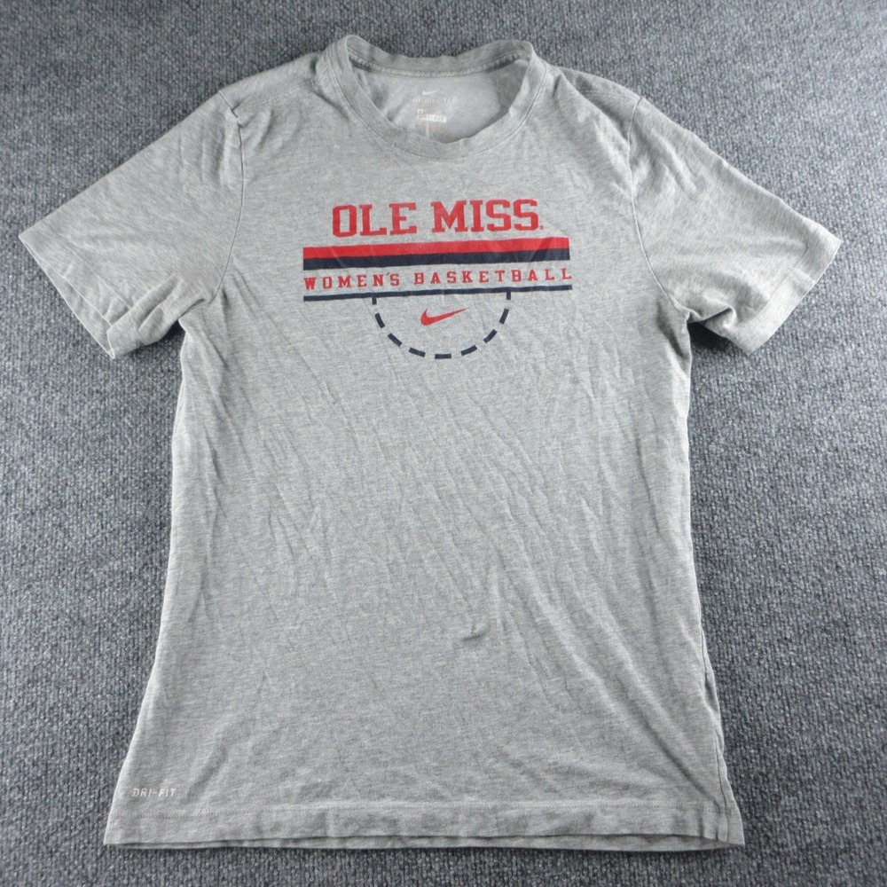 Ole Miss Shirt Womens Medium Gray NCAA Basketball Nike Dri-FIT College Tee
